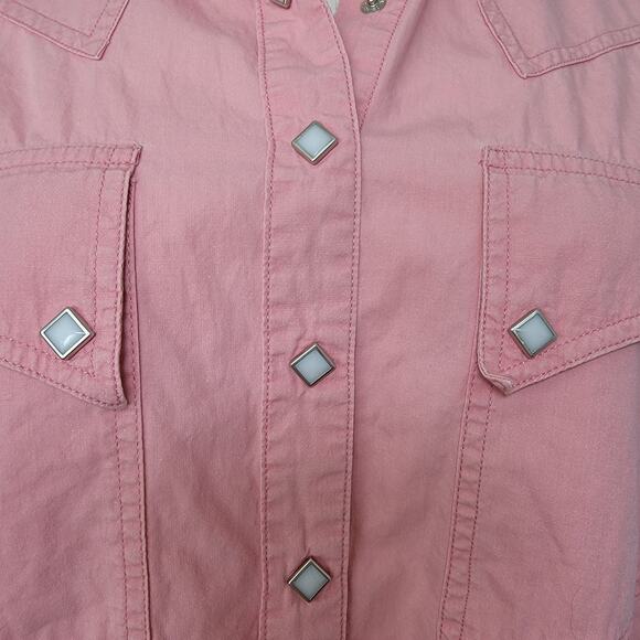 Ranch and Town Western Pearl Snap Pink Top Women M 100% Cotton Cowgirl Rodeo VTG - Picture 4 of 9